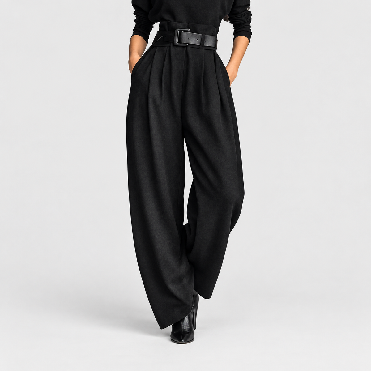 Women's High-Neck Wide-Leg Jumpsuit with Belted Waist — view 4