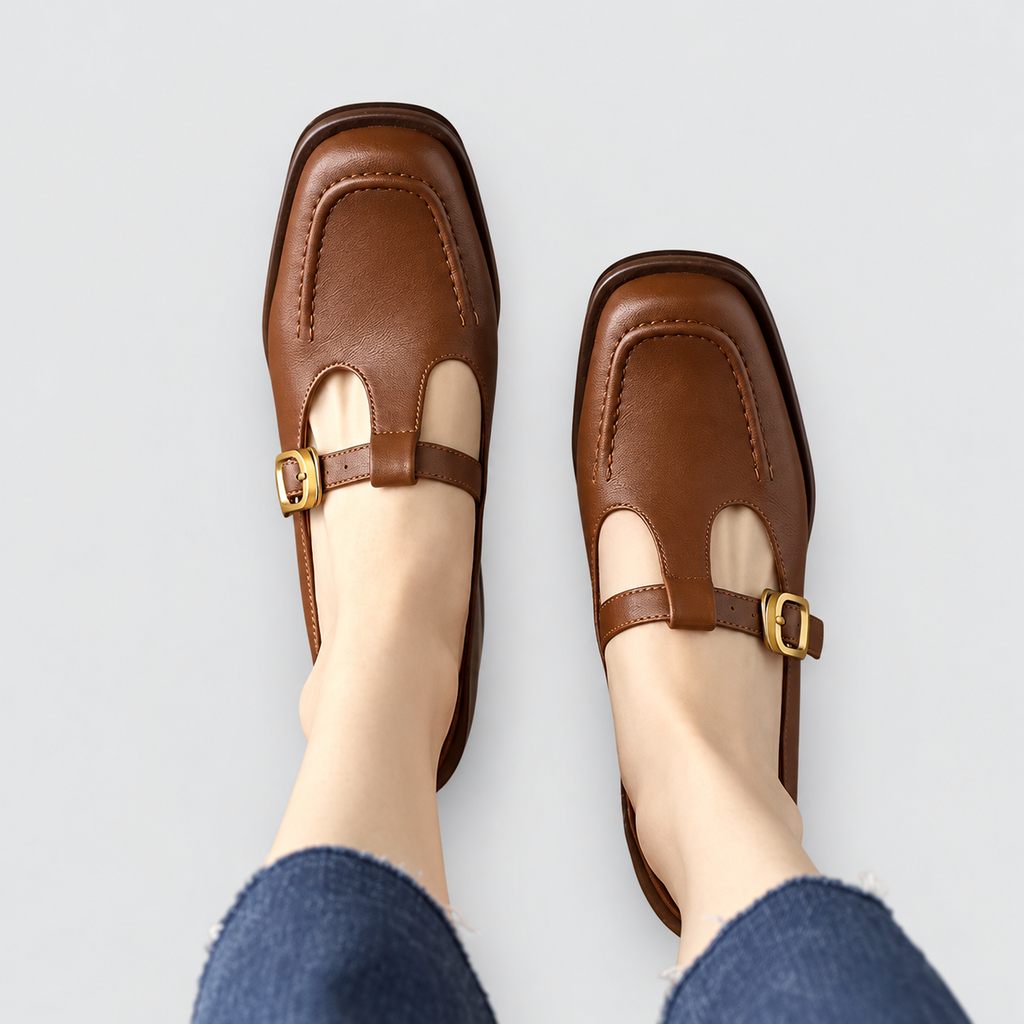 Women's T-Strap Shoes with Mid Block Heel — view 4