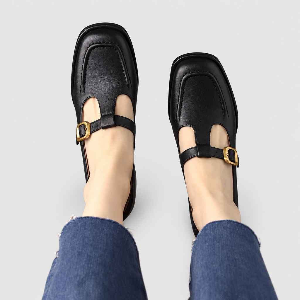 Women's T-Strap Shoes with Mid Block Heel — view 10