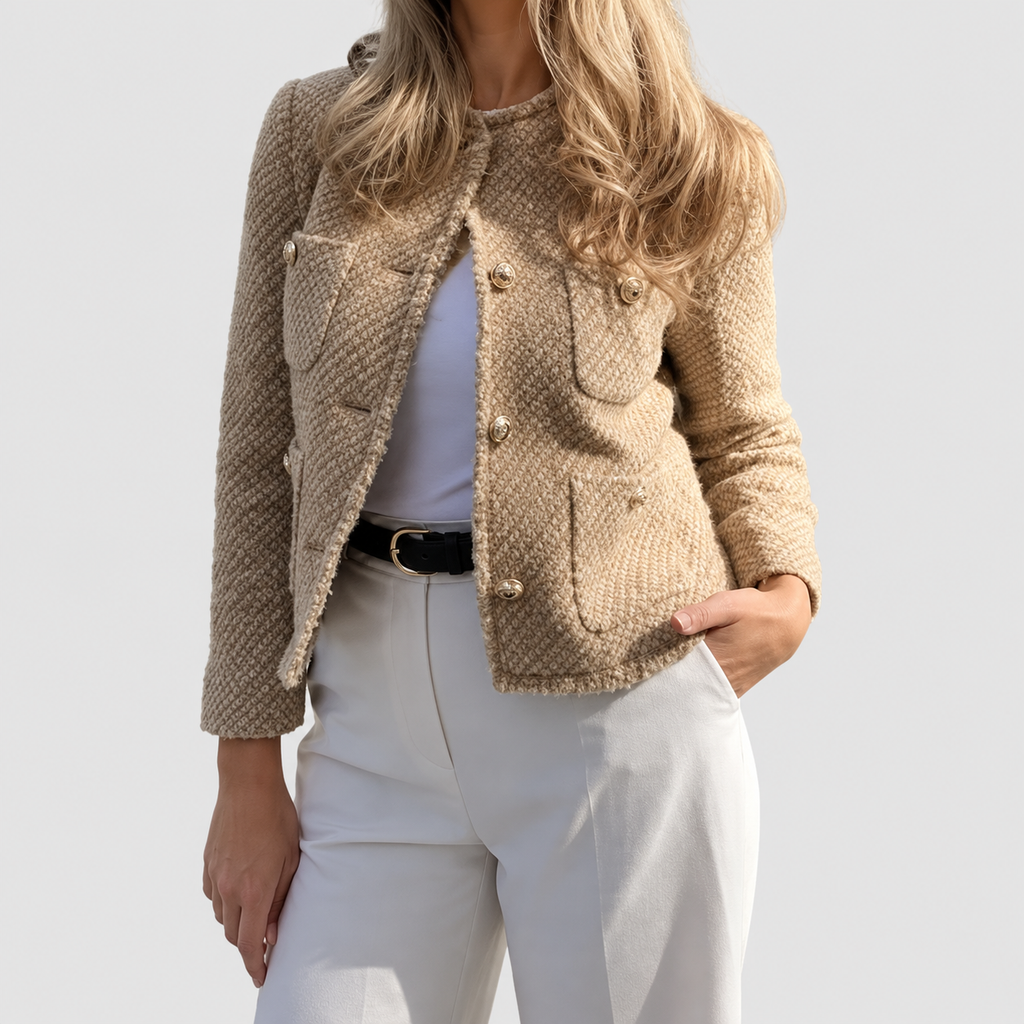Women's Tweed-Effect Jacket with Gold-Tone Buttons — view 6