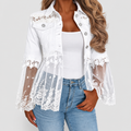 Women's Lace-Panel Jacket in White — view 1