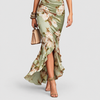 Women's Asymmetric Floral Satin Dress — view 5