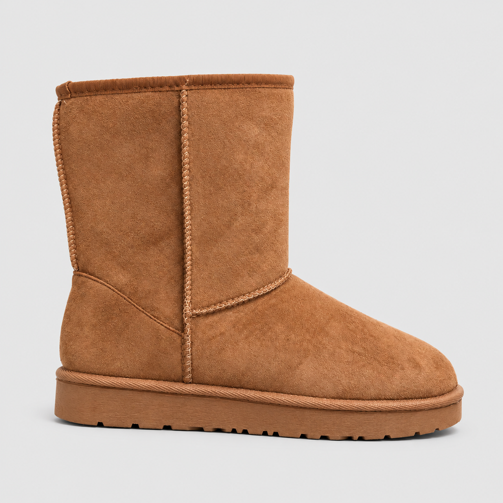 Women's Suede-Look Mid-Calf Boots with Soft Lining in Beige — view 1
