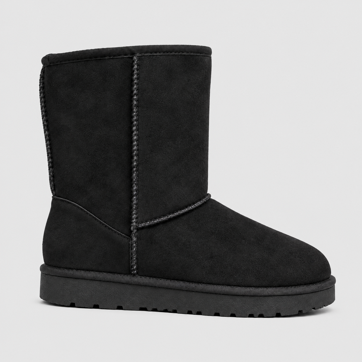 Women's Suede-Look Mid-Calf Boots with Soft Lining in Black — view 3