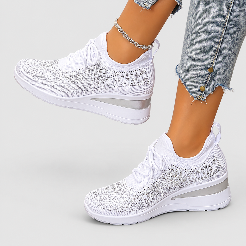 Women's Lace-Up Wedge Trainers with Sparkle Detail — view 8