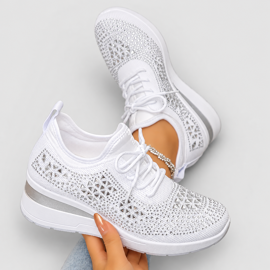 Women's Lace-Up Wedge Trainers with Sparkle Detail — view 9