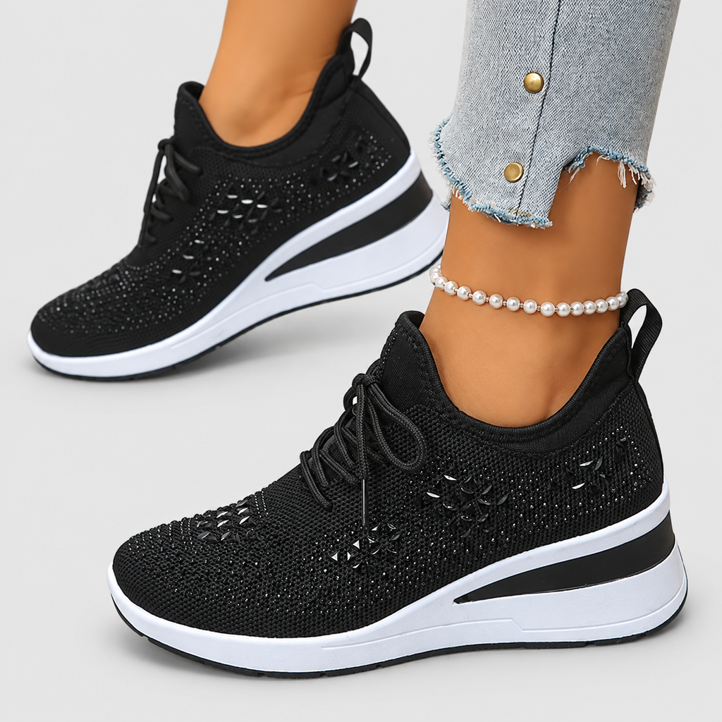 Women's Lace-Up Wedge Trainers with Sparkle Detail — view 11