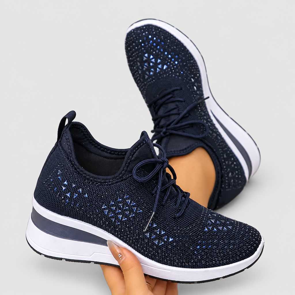 Women's Lace-Up Wedge Trainers with Sparkle Detail — view 12