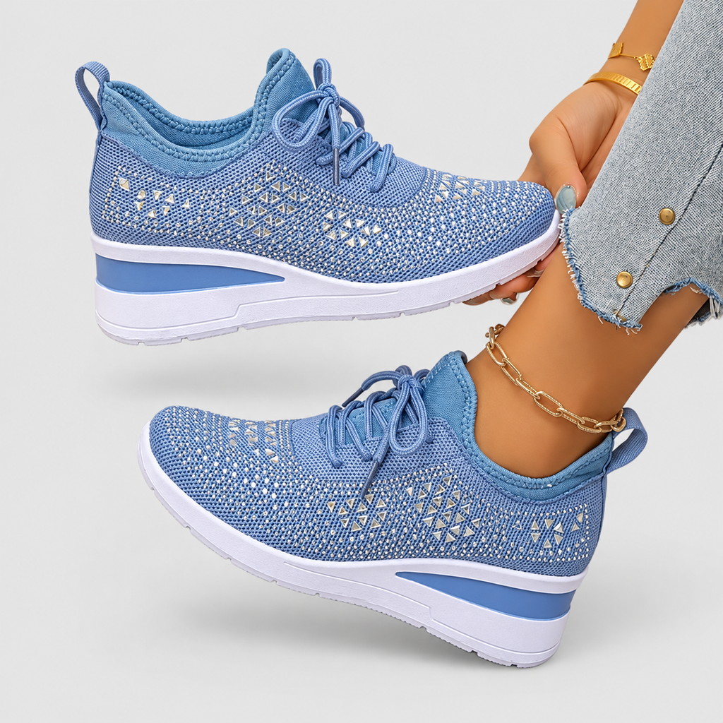 Women's Lace-Up Wedge Trainers with Sparkle Detail — view 13