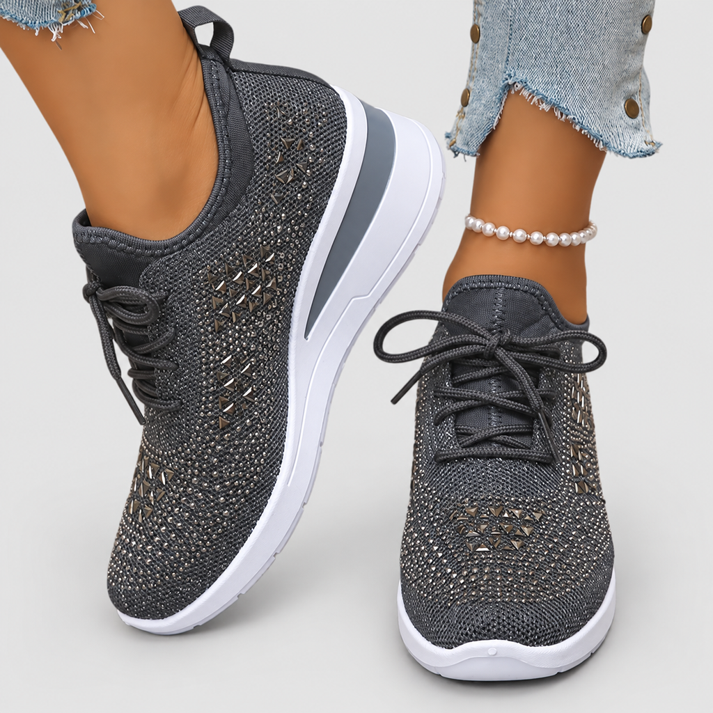 Women's Lace-Up Wedge Trainers with Sparkle Detail — view 14