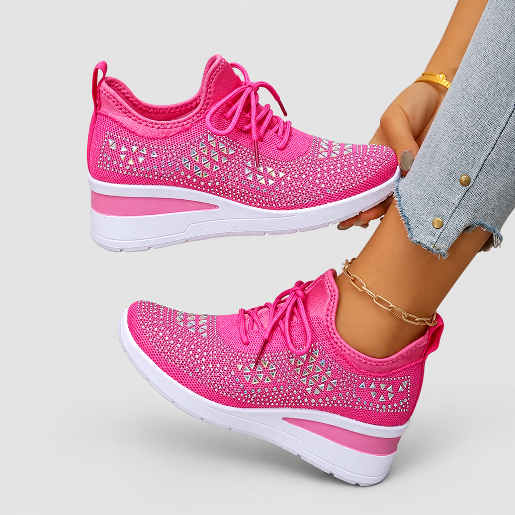 Women's Lace-Up Wedge Trainers with Sparkle Detail — view 18