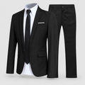 Men's Two-Piece Business Suit with Notch Lapels in Black — view 4