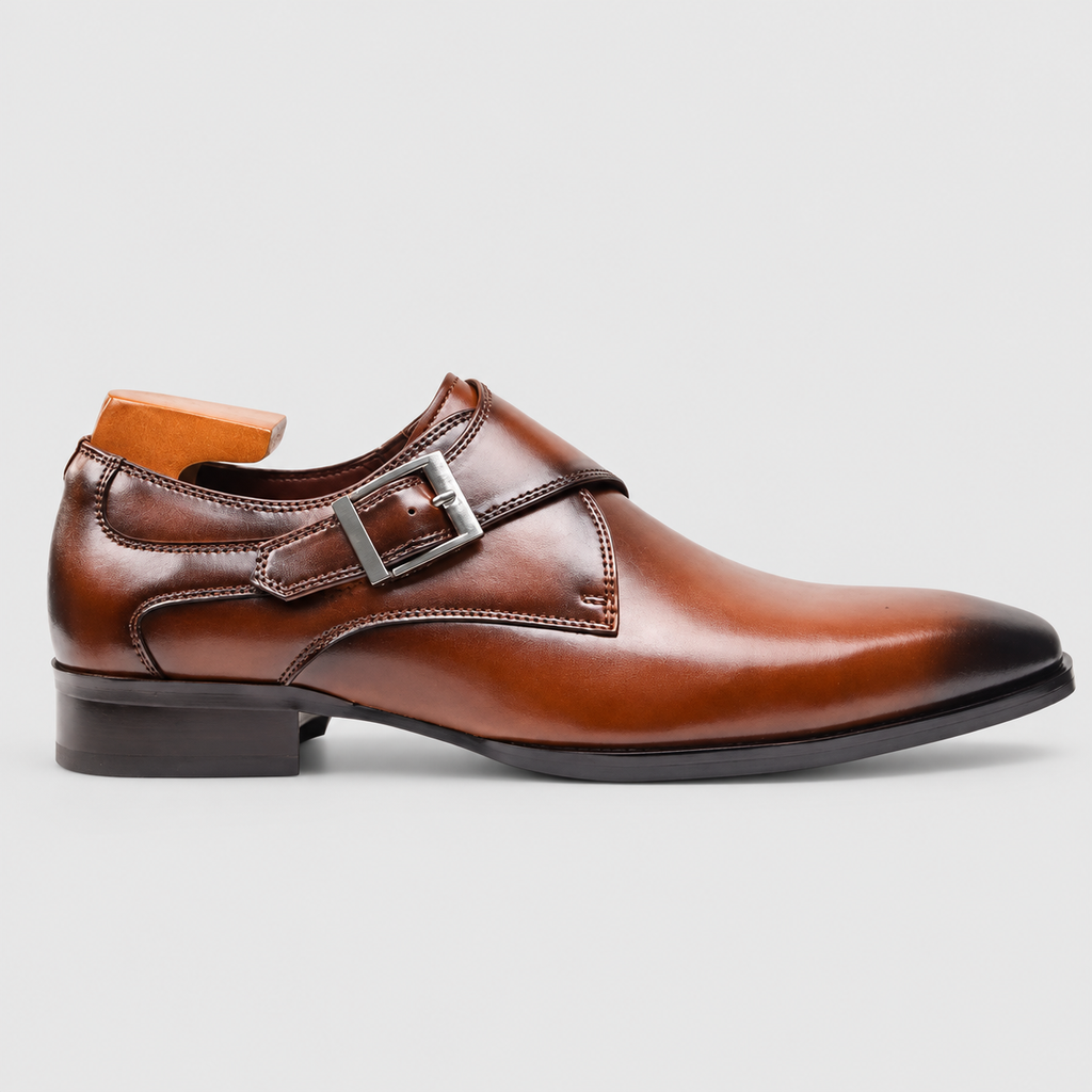 Men's Burnished Single-Buckle Monk-Strap Shoes — view 4