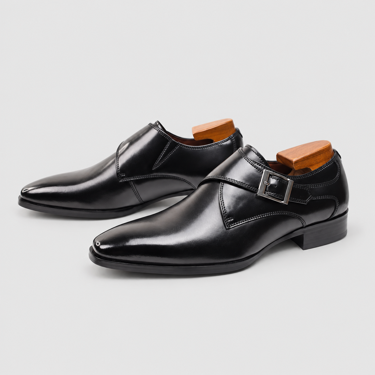 Men's Burnished Single-Buckle Monk-Strap Shoes — view 8