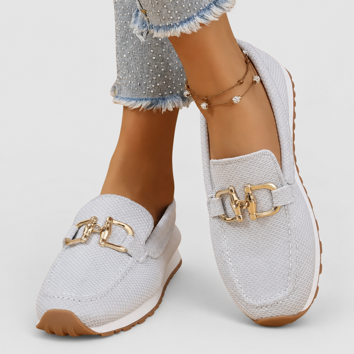 Women's Mesh Horsebit Loafer Trainers with Lug Sole — view 7