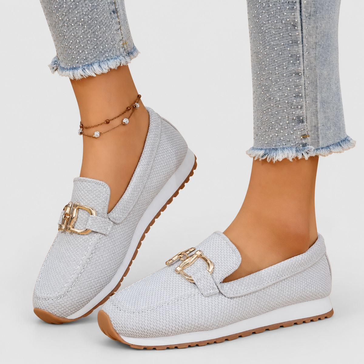 Women's Mesh Horsebit Loafer Trainers with Lug Sole — view 8