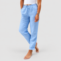 Women's Relaxed Straight-Leg Trousers with Drawstring Waist in Blue — view 1