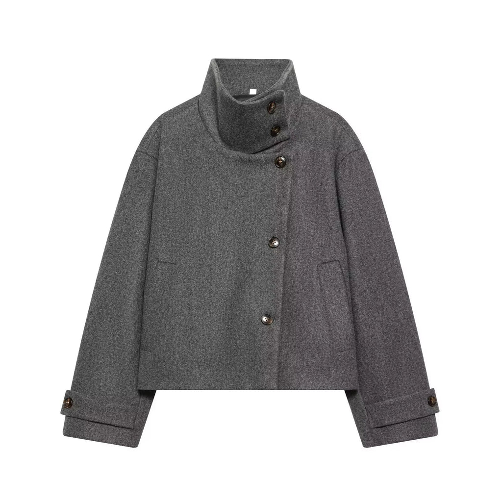 Ffion | Women's Cropped Jacket with Fold-Over Collar