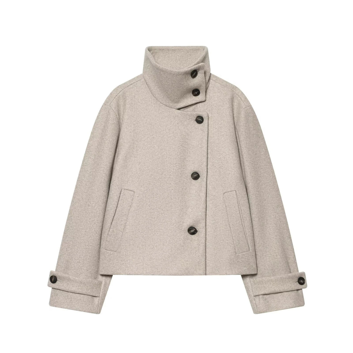 Ffion | Women's Cropped Jacket with Fold-Over Collar