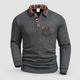 Fintan | Men's Long-Sleeve Polo Shirt with Check-Trim Collar
