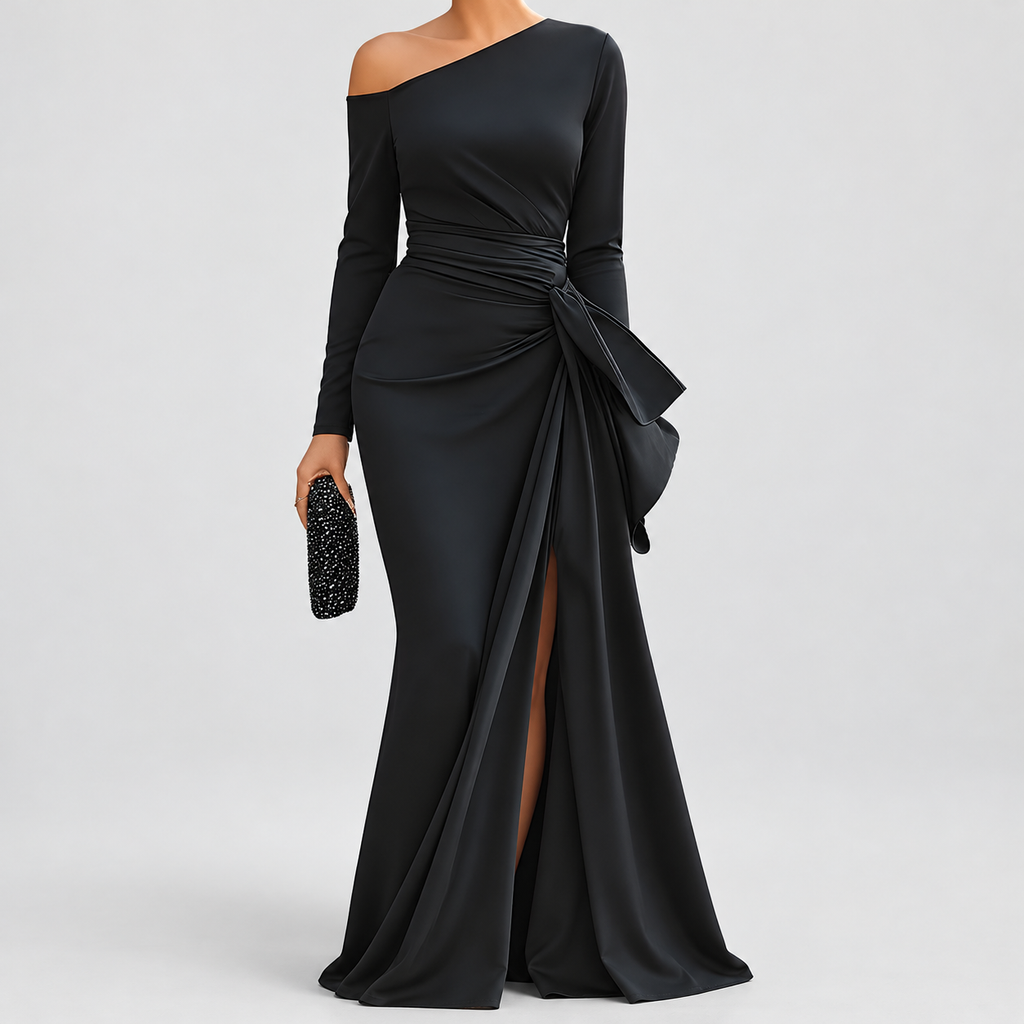 Women's One-Shoulder Maxi Gown with Side Slit — view 2