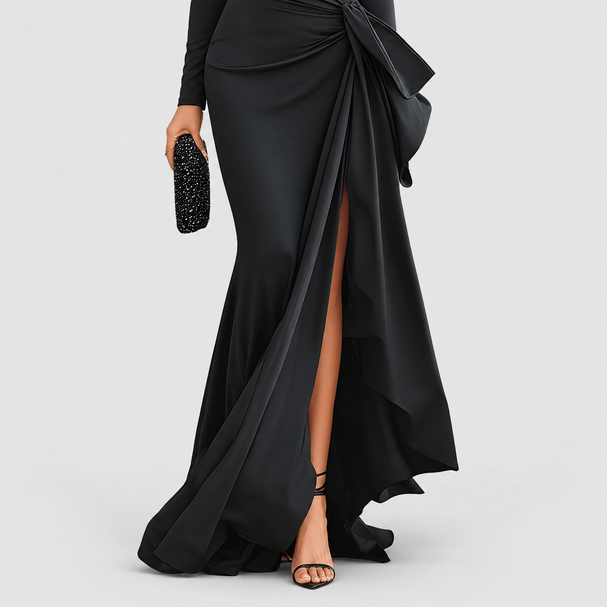 Women's One-Shoulder Maxi Gown with Side Slit — view 3