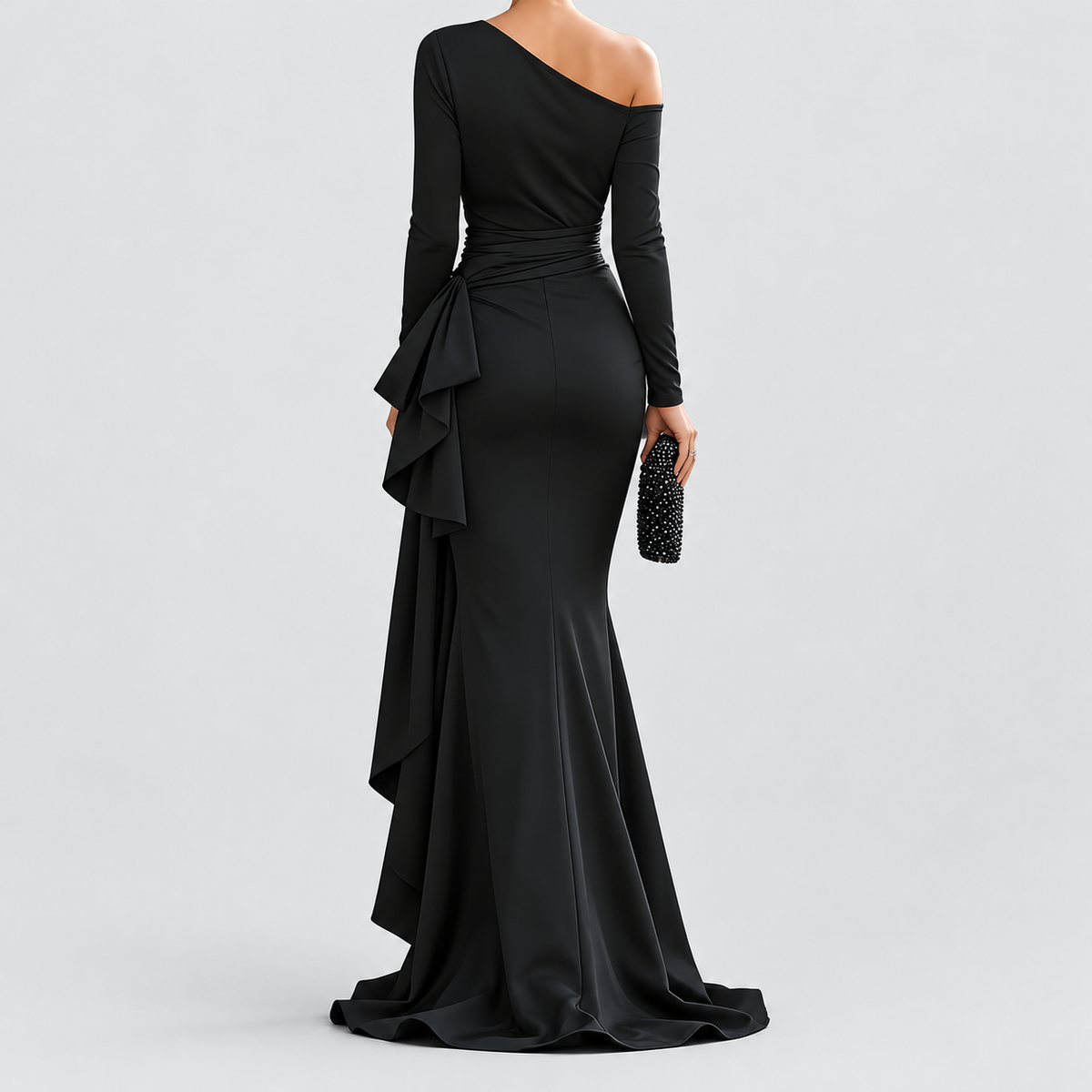 Women's One-Shoulder Maxi Gown with Side Slit — view 4