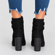 Fiorella | Women's Faux Suede Heeled Ankle Boots with Double Buckle Strap