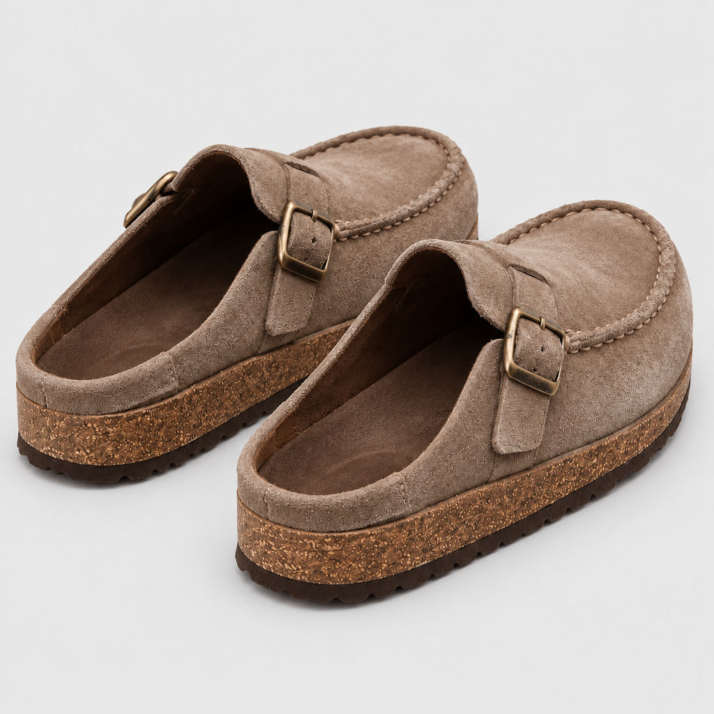 Women's Suede-Look Clogs with Buckle Strap — view 3