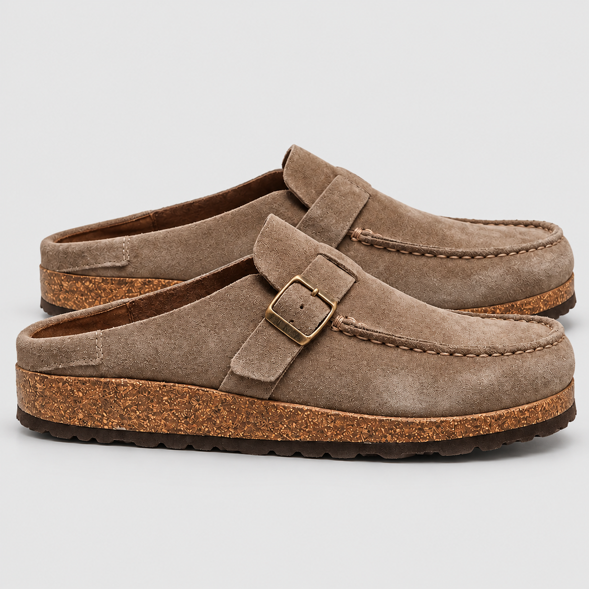 Women's Suede-Look Clogs with Buckle Strap — view 4