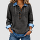 Flora | Women's Cable Knit Jumper with Denim Collar
