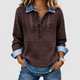 Flora | Women's Cable Knit Jumper with Denim Collar