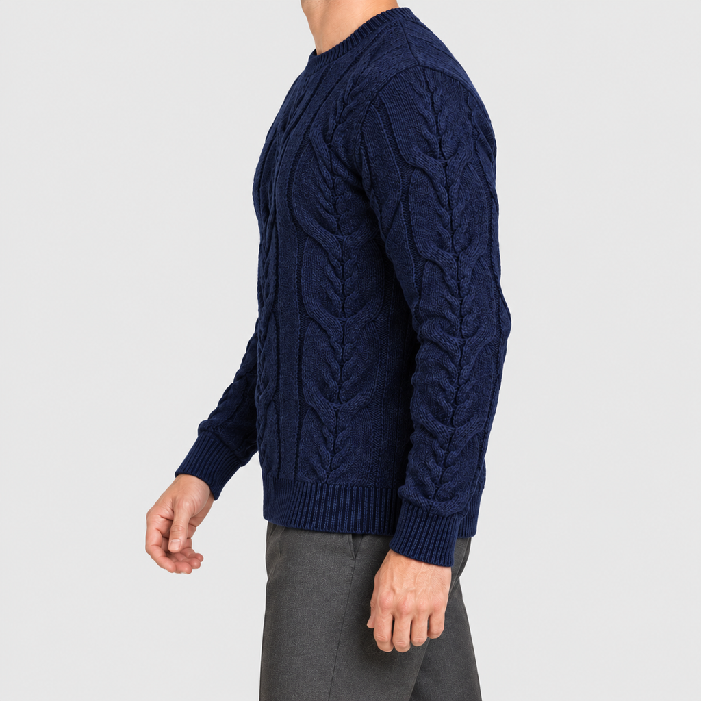 Men's Cable-Knit Crew-Neck Jumper — view 3