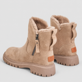 Women's Plush-Lined Zip-Up Ankle Boots in Beige — view 1