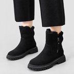 Women's Plush-Lined Zip-Up Ankle Boots in Black — view 6