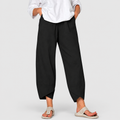 Women's Relaxed Wide-Leg Trousers with Pockets in Black — view 10
