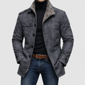 Men's Fleece-Lined Jacket with Flap Chest Pockets in Grey — view 1
