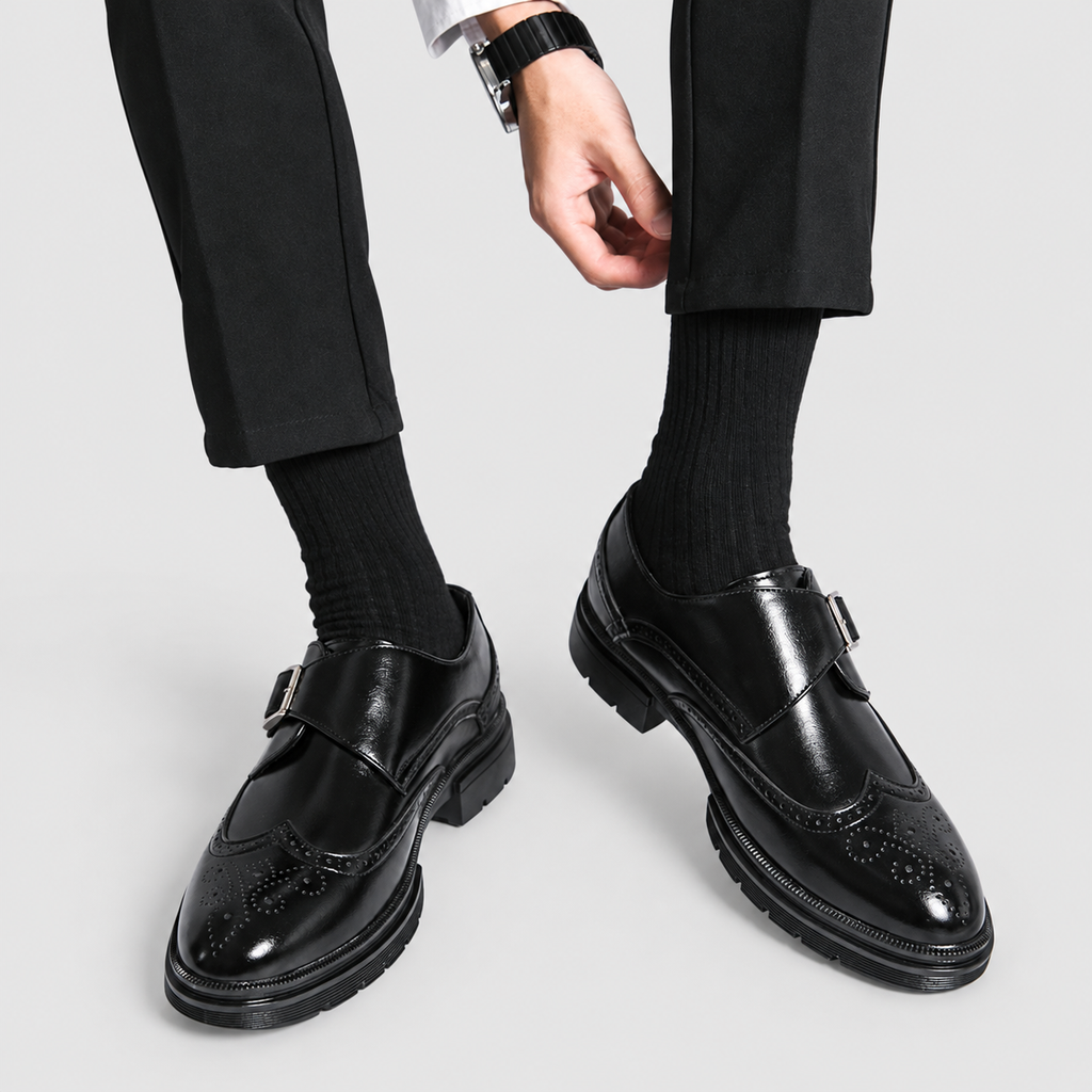 Men's Brogue Monk-Strap Shoes with Single Buckle — view 2