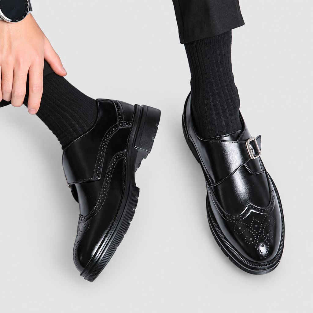 Men's Brogue Monk-Strap Shoes with Single Buckle — view 3