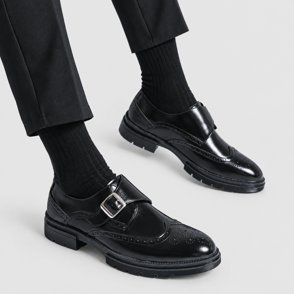 Men's Brogue Monk-Strap Shoes with Single Buckle — view 4