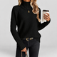 Frederica | Women's Ribbed-Sleeve Roll-Neck Jumper