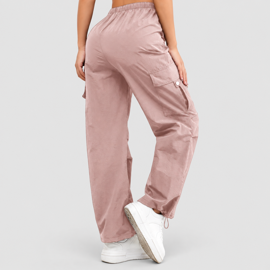 Women's Relaxed Cargo Trousers with Elasticated Waist and Drawstring Hem — view 2