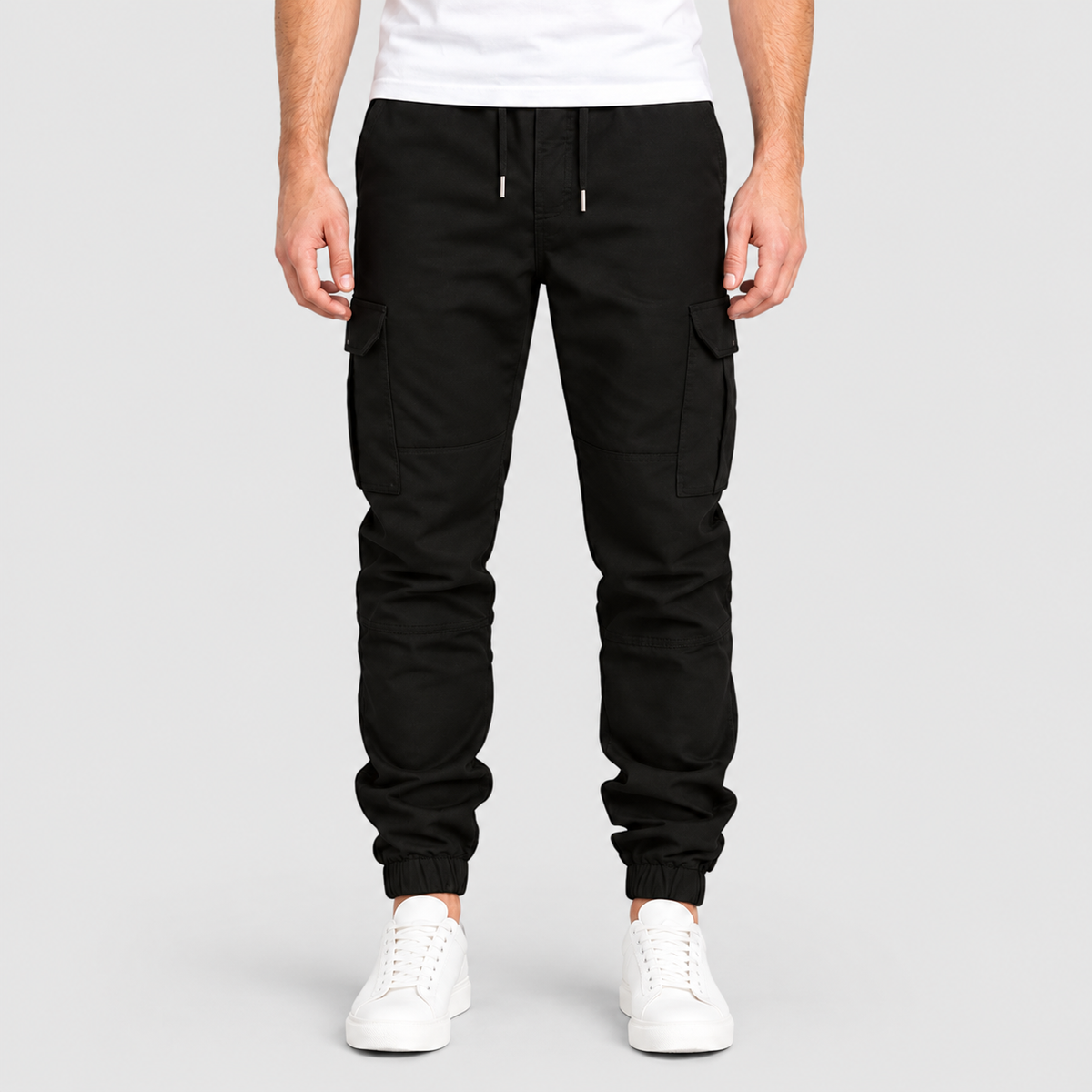 Men's Cotton Cargo Joggers with Drawstring Waist — view 1