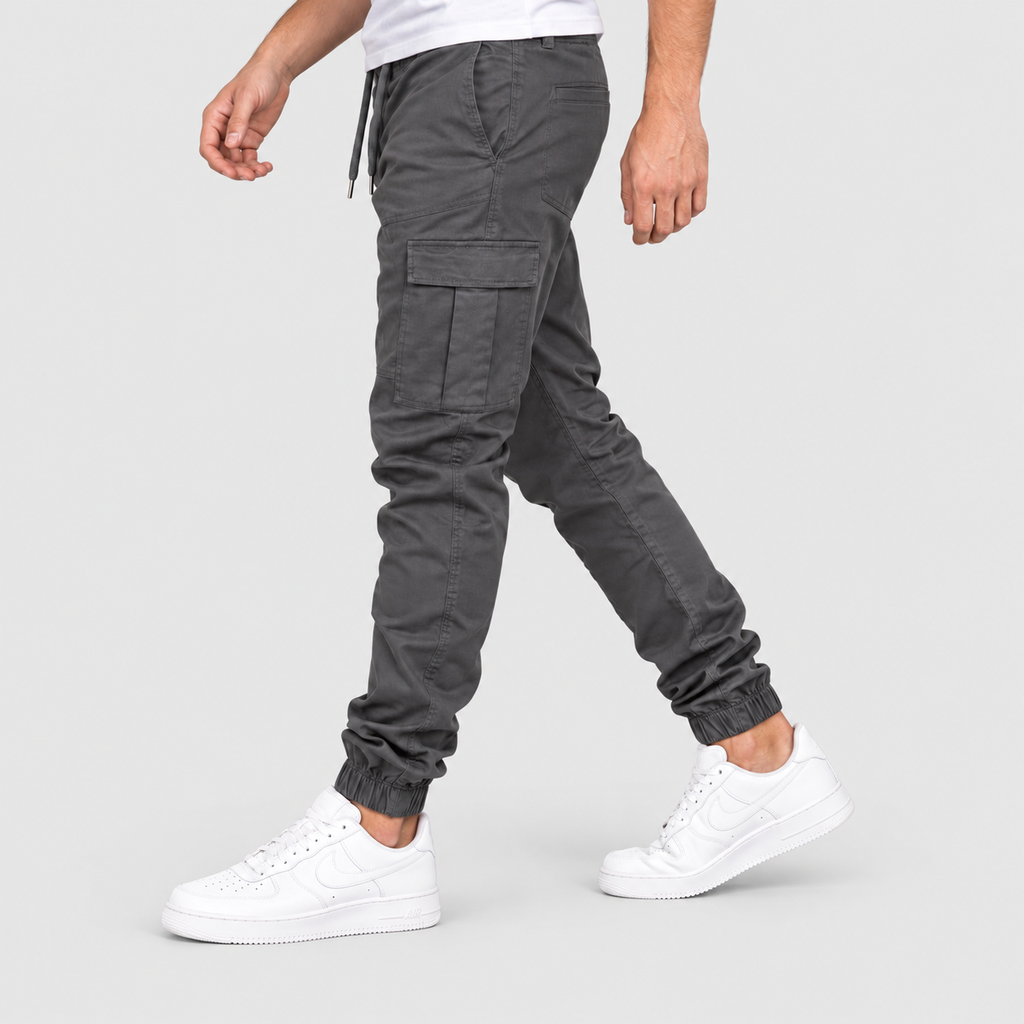 Men's Cotton Cargo Joggers with Drawstring Waist — view 3
