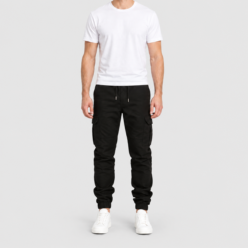 Men's Cotton Cargo Joggers with Drawstring Waist — view 5