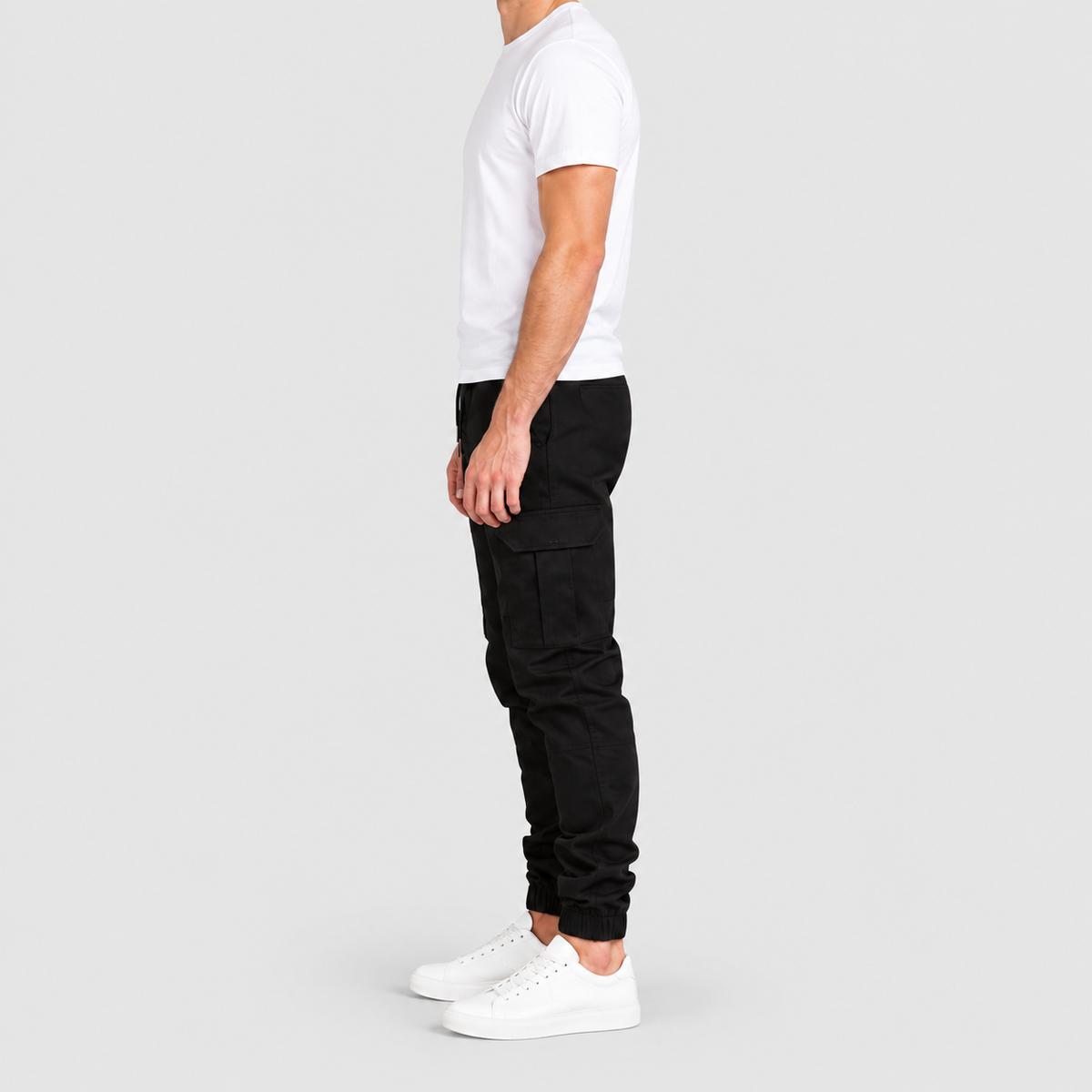Men's Cotton Cargo Joggers with Drawstring Waist — view 6