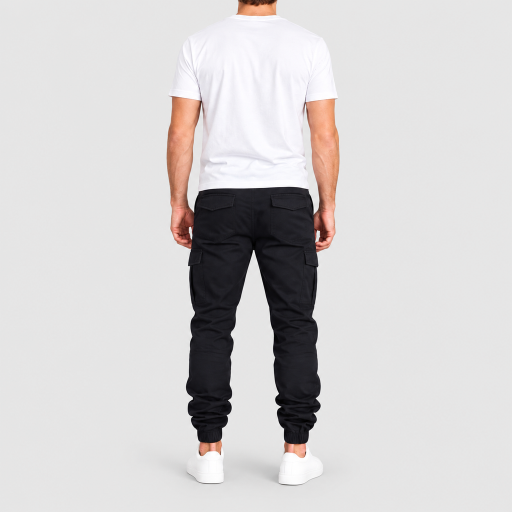 Men's Cotton Cargo Joggers with Drawstring Waist — view 7