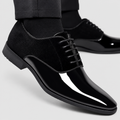 Men's Lace-Up Oxford Shoes with Contrast Panels in Black — view 1