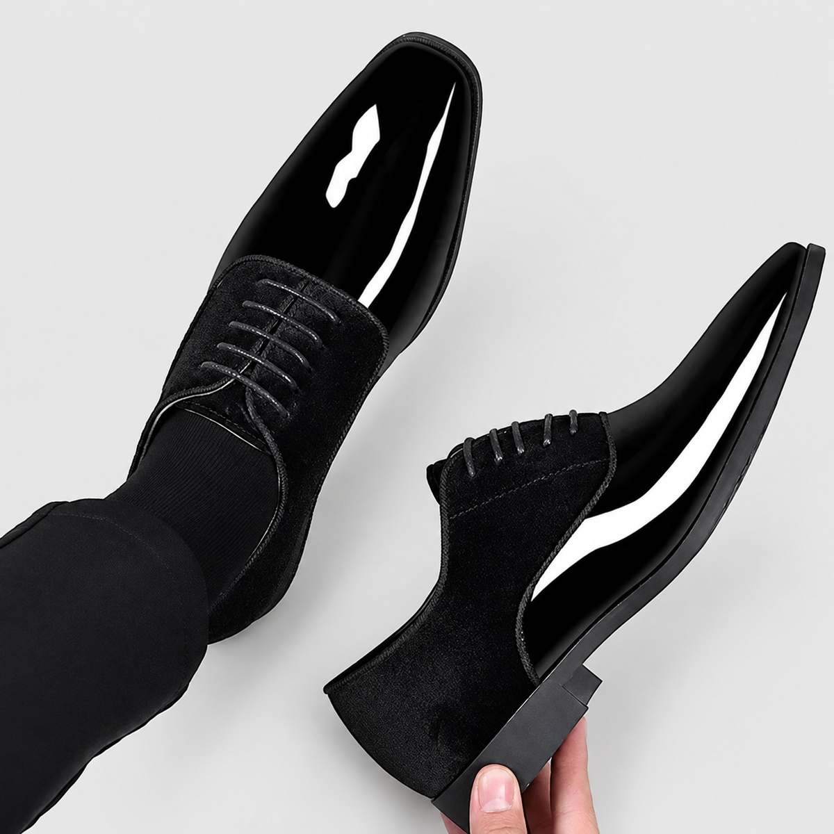 Men's Lace-Up Oxford Shoes with Contrast Panels — view 2