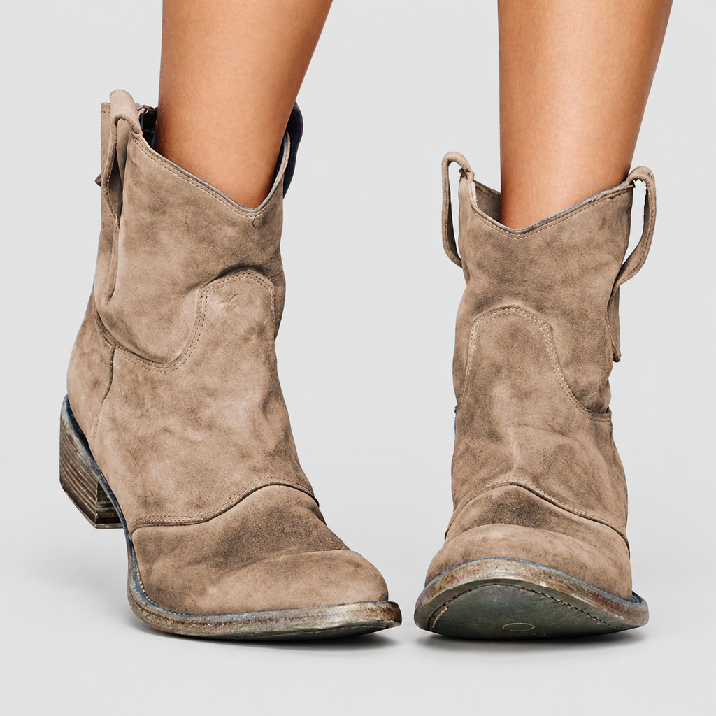 Women's Suede-Look Ankle Boots in Khaki — view 1